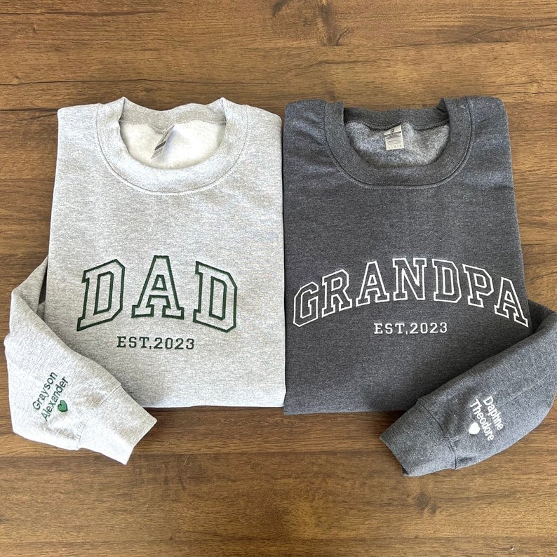 Custom embroidered sweatshirt with your child's name on the sleeve