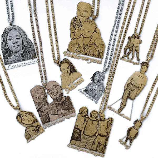 Custom Photo Engraved Pendant Necklace