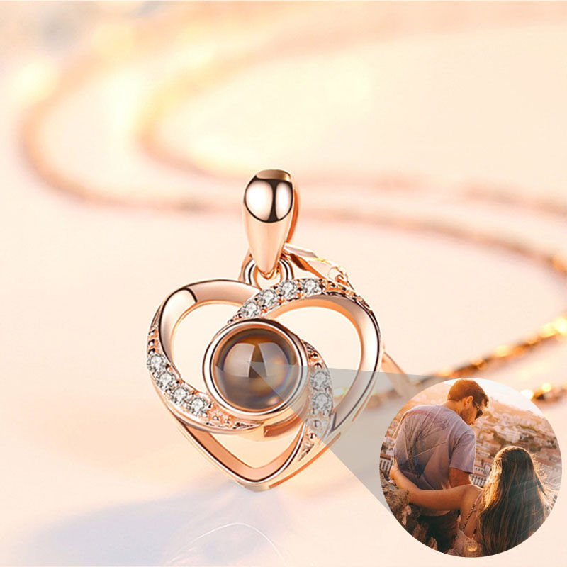 Custom Heart Photo Projection Necklace Personalized Gift for Loved Ones