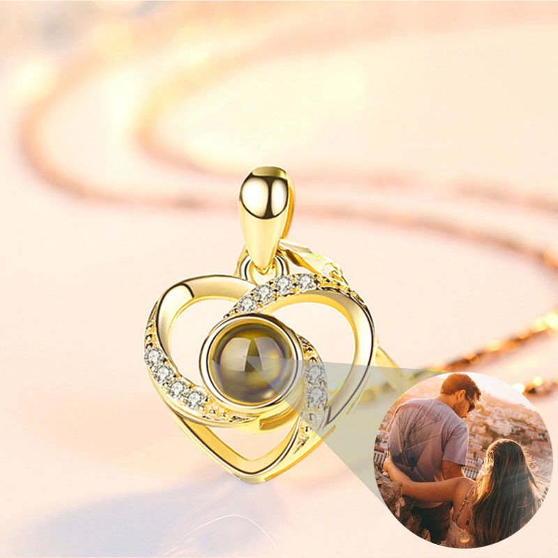 Custom Heart Photo Projection Necklace Personalized Gift for Loved Ones