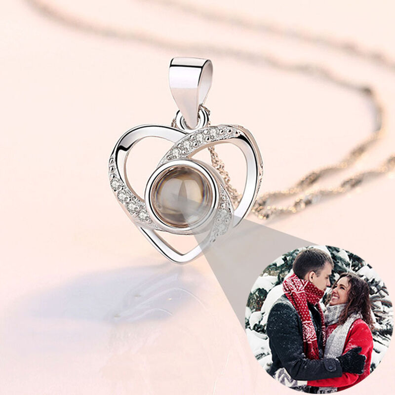 Custom Heart Photo Projection Necklace Personalized Gift for Loved Ones