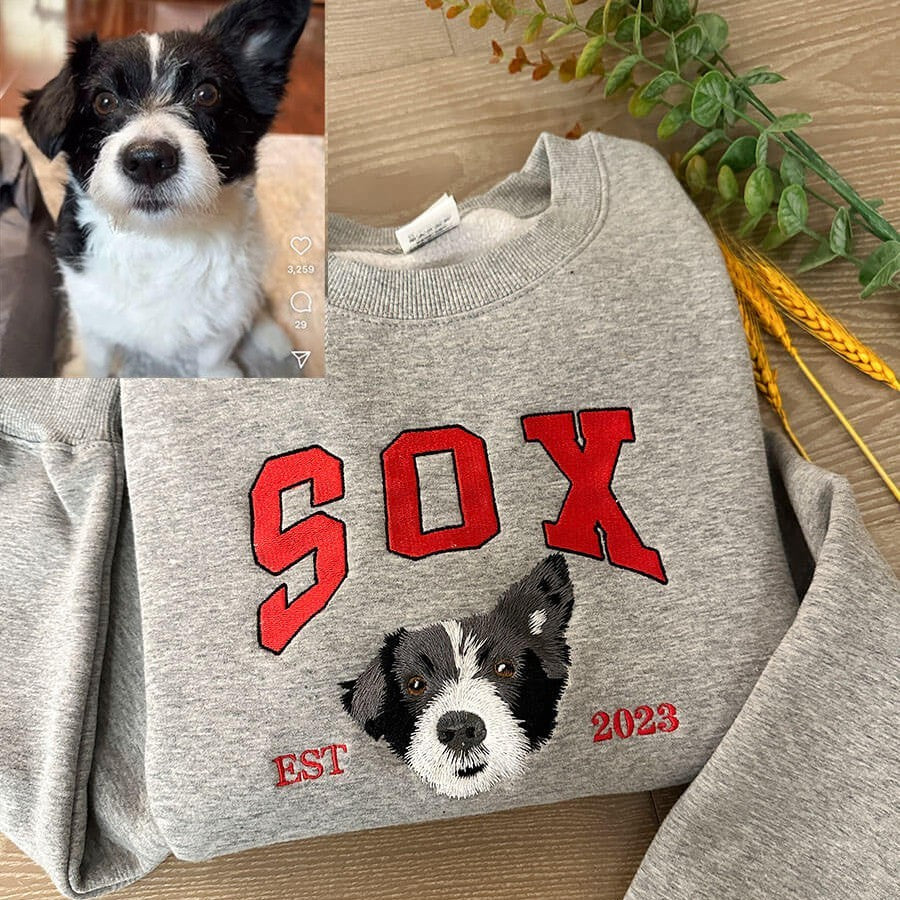 Custom Embroidered Hoodie/Sweatshirt With Pet Portrait