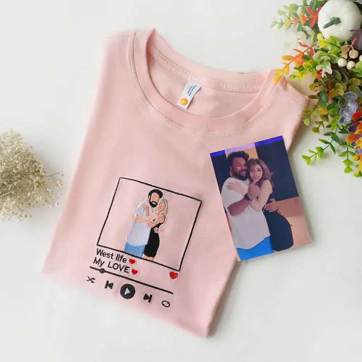 Customized embroidered T-shirts for couples